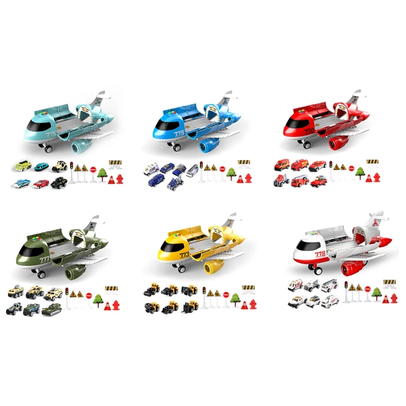 

Music Light Children Gift Airplane Toy Large Storage With Alloy Truck