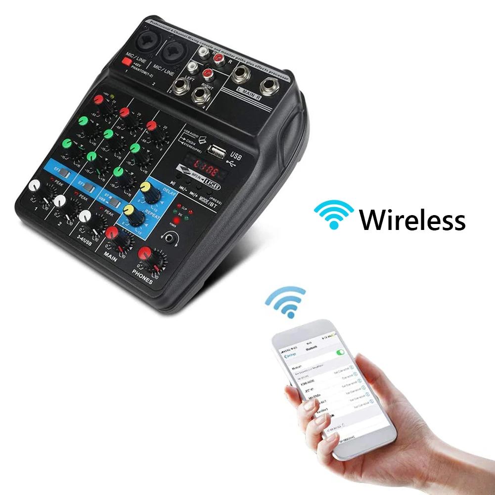 

Микшер звуковой портативный, 4 канала, USB, 48 В