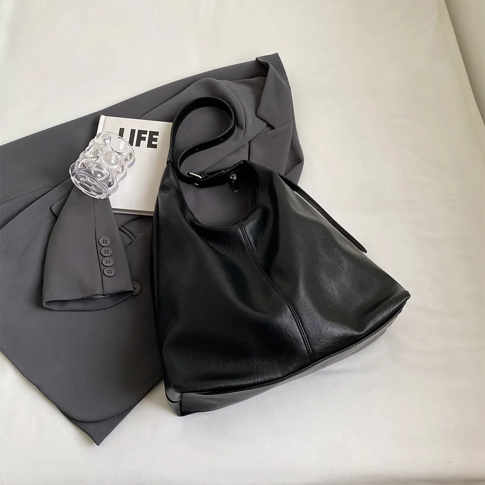 Женская большая сумка на молнии с напуском сумка-хобо из искусственной кожи