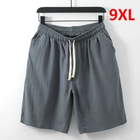 summer linen shorts men fashion casual linen short pants big size 9xl shorts solid color elastic waist bottoms male