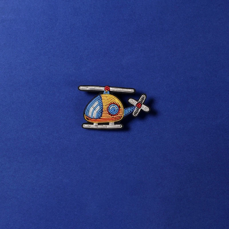 

Helicopter Badge India Silk Cannetille Embroidery Bullion Wire Brooch Pin Jacket Bag Hat Applique Boho Gypsy Punk Chic Accessory