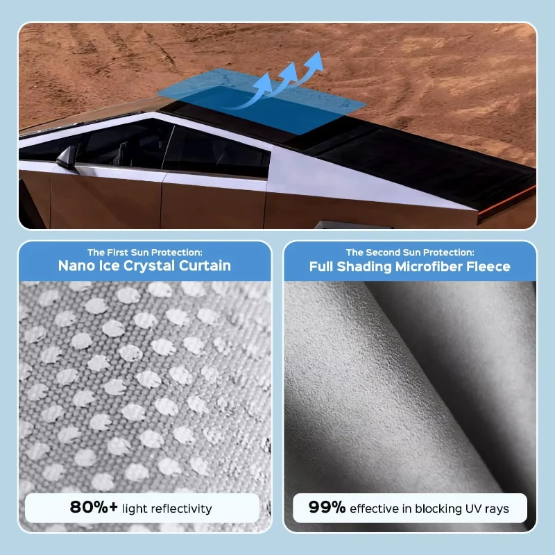 Солнцезащитные козырьки на крыше для Tesla Cybertruck 2024 2023 тканевая пряжка ледяной