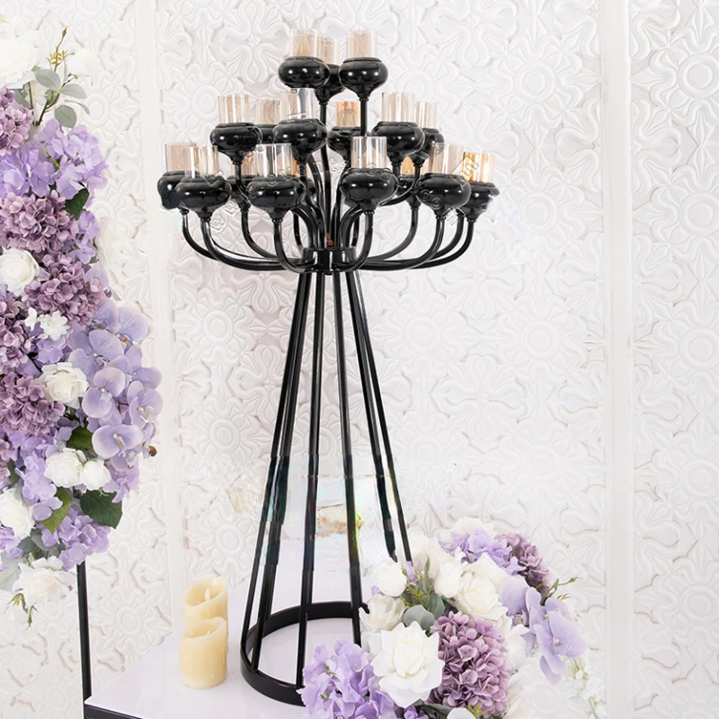 

Hot selling elegant black tall candlestick candleholder wedding