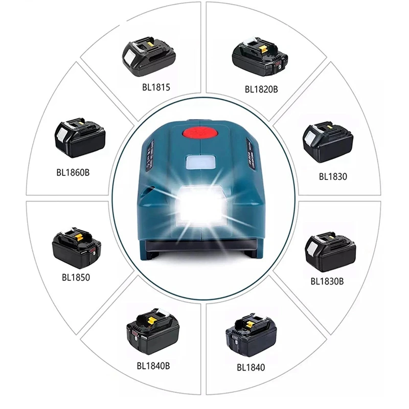 Портативный USB-адаптер питания со светодиодной подсветкой для Ma-Kita BL1830