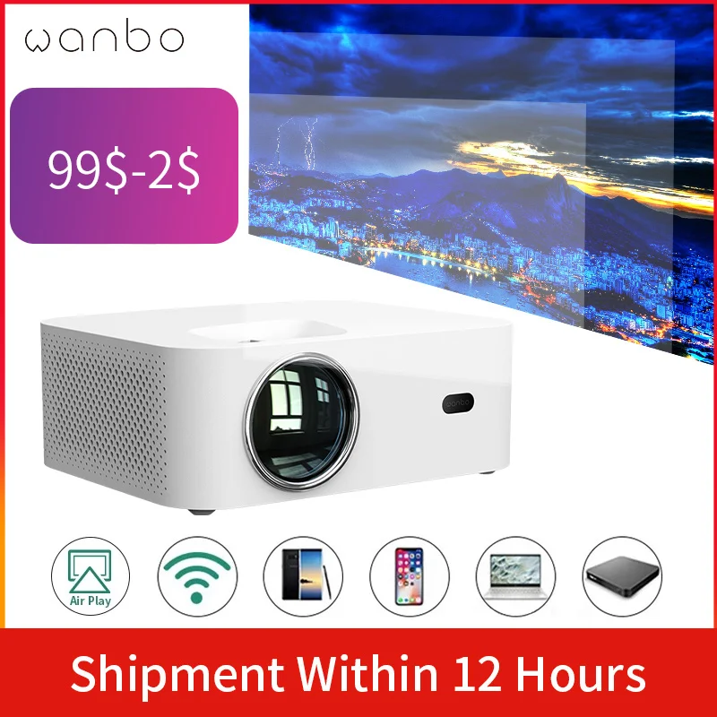 

Мини-проектор Wanbo, с ЖК-дисплеем, 4K, для дома и офиса
