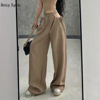juicy apple spring summer for women 2022 new women pants office lady hollow out solid loose casual wide leg long trousers y2k