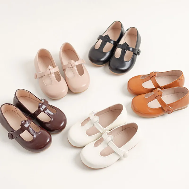 

Детские летние туфли для девочек, модные однотонные кожаные Туфли Мэри Джейн