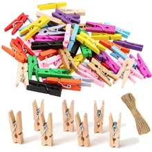 25mm Natural Wooden Colored Photo Mini Clips Memo Paper Peg Clothespin DIY Stationery Christmas Wedding Party Home Decor