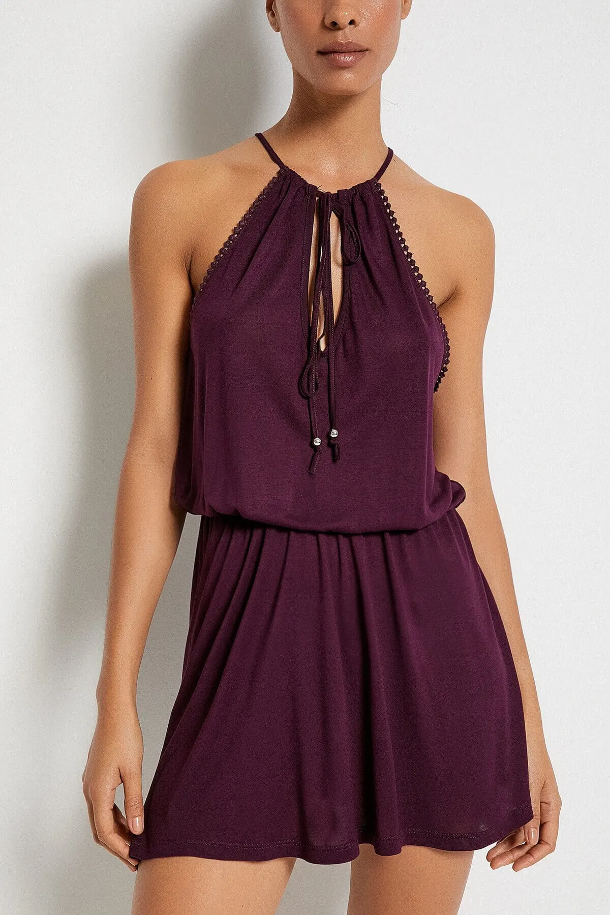 

Женское парео, фиолетовое мини-платье с вышивкой, накидка на купальник, платье, сексуальный костюм-туника, пляжная одежда, женский пляжный ч...