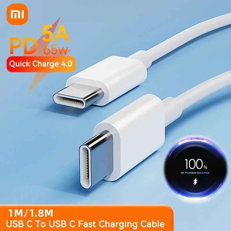 Оригинальный кабель Xiaomi 65W 5A PD с двумя USB-C для быстрой зарядки ...