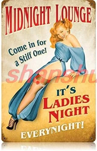 Винтажная полуночная гостиная — металлические жестяные таблички для девочек в