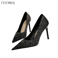european and american style sexy high heels stiletto high heels shallow mouth pointed toe satin rhinestone womens shoes 17189 5