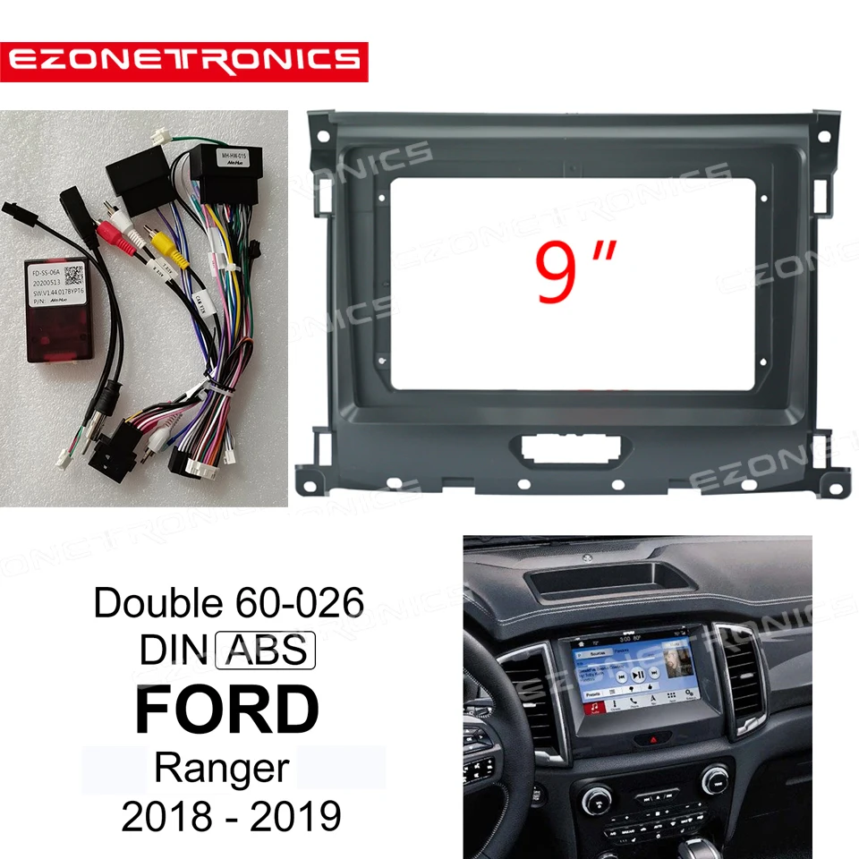 

9 Inch Car Radio Fascia For FORD Ranger 2018-2019 Double Din Car Dvd Frame Adaptor Panel Dash Mount Double Din Radio Player