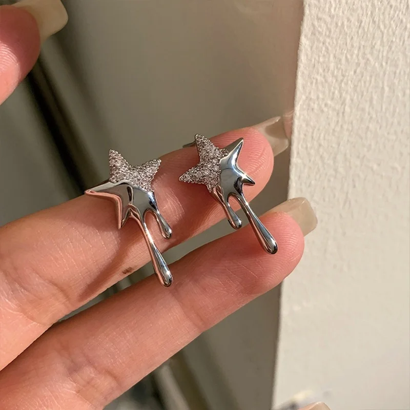 

Korean Delicate Cute Zircon Star Drop Earrings For Women Fashion Irregular Metel Brincos Party Jewelry Gifts