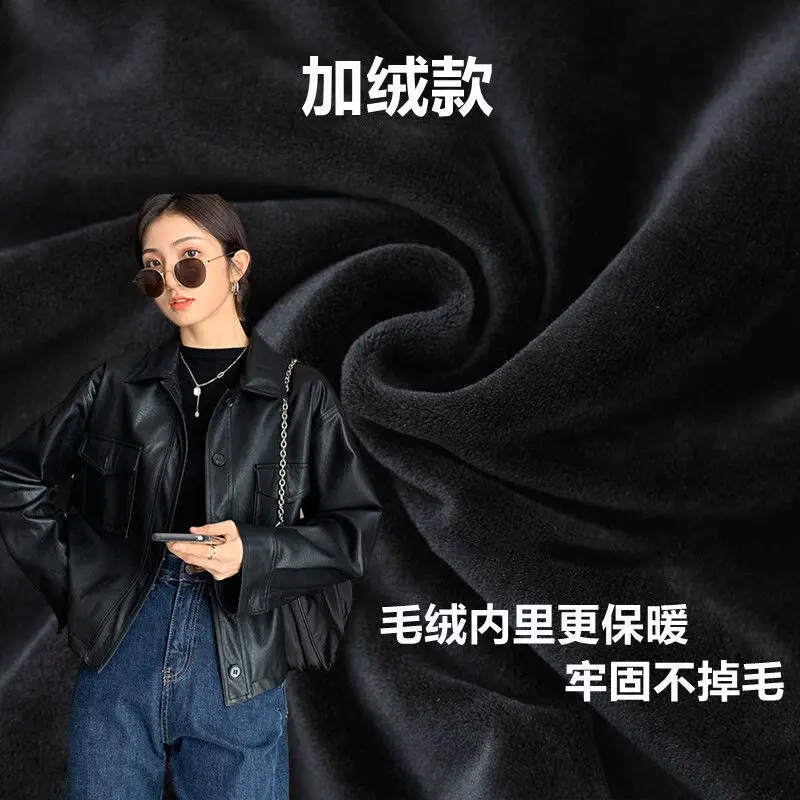 Women's Leather Jacket 2022 Spring  Autumn Motorcycle Jacket  Thick Students  Hotsweet  Single Breasted  Leather & Suede
