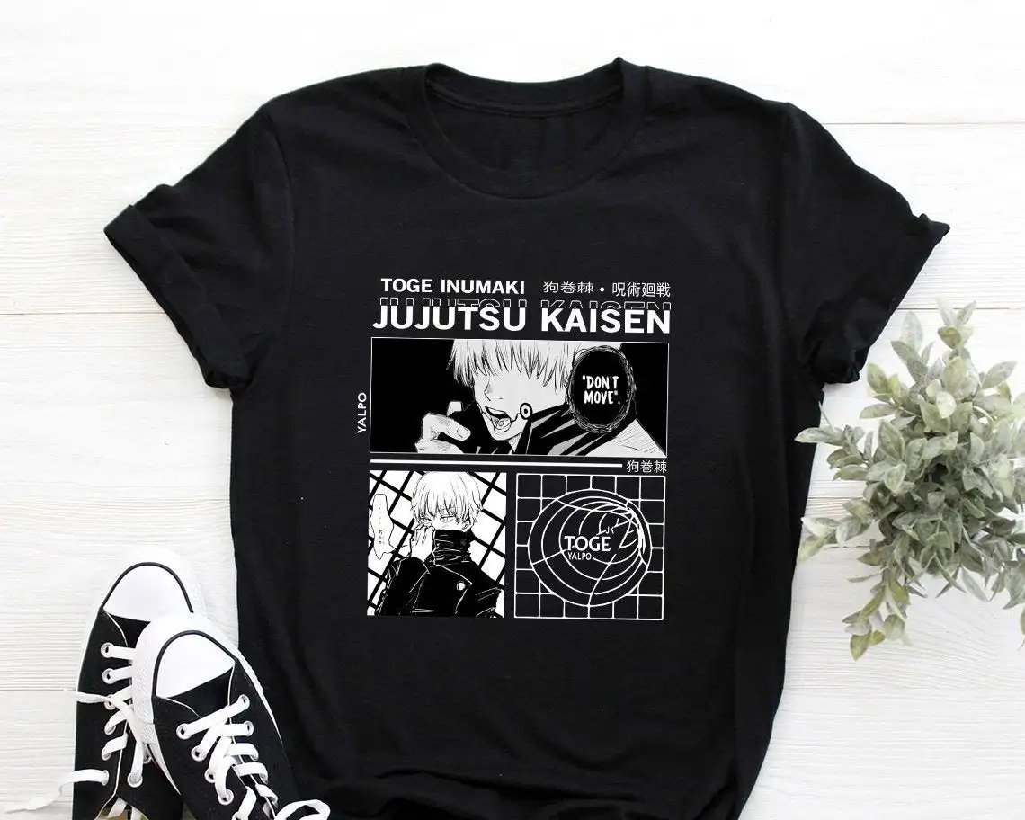 

Inumaki Toge T-Shirt, Jujutsu Kaisen Shirt, Megumi Fushiguro, Satoru Gojo, Sukuna, Anime, Manga, Aesthetic, Unisex Divine Dogs