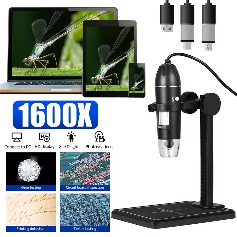 

Digital Microscope 8 LEDs Electronic Microscope 2MP With Lift Stand X4 USB Zoom Camera Magnifier For MAC Android PC