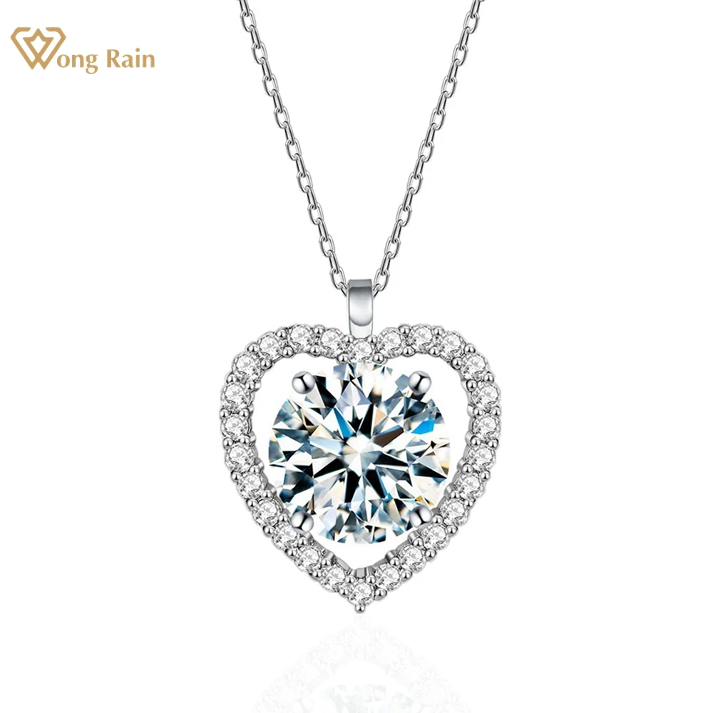 

Wong Rain 925 Sterling Silver VVS1 3EX D Color Round Cut 6.5 MM Real Moissanite Diamonds Love Heart Pendant Necklace Jewelry GRA