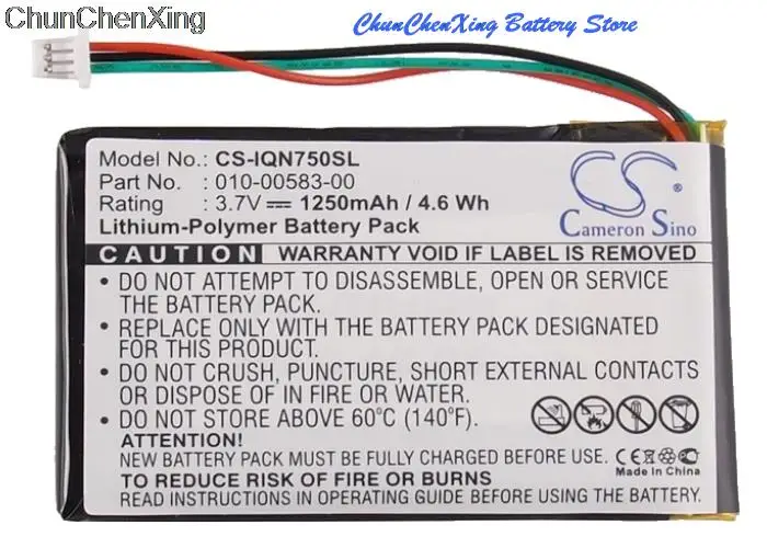 

1250mAh Battery 010-00583-00 for Garmin Nuvi 750, 755, 755T