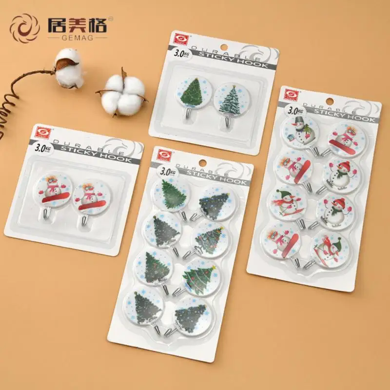 

Multi-function Wall Hooks Mini Key Holder Practical Christmas Decoration Adhesive Hook Creative Storage Hangers Plastic
