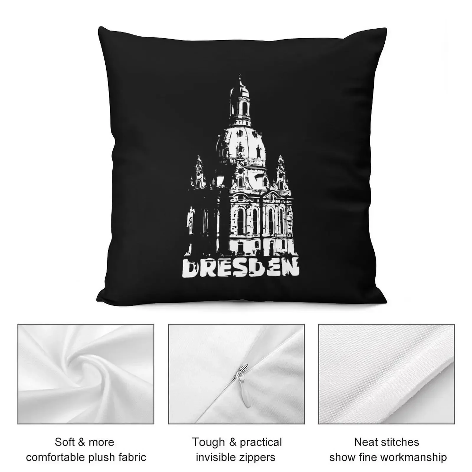 Декоративная подушка с принтом Dresden Frauenkirche East Saxony City Illustration