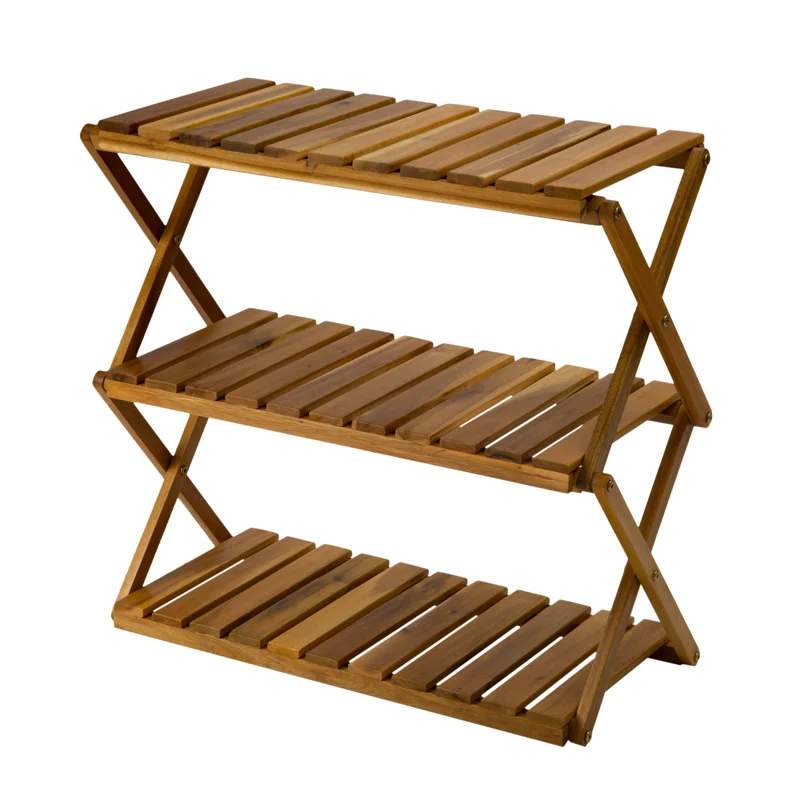 

Foldable Multi Tier Wooden Shoe Rack, Multifunctional Shoe Shelf Free Standing Shoe organizer,Plants Stand -3 Tier