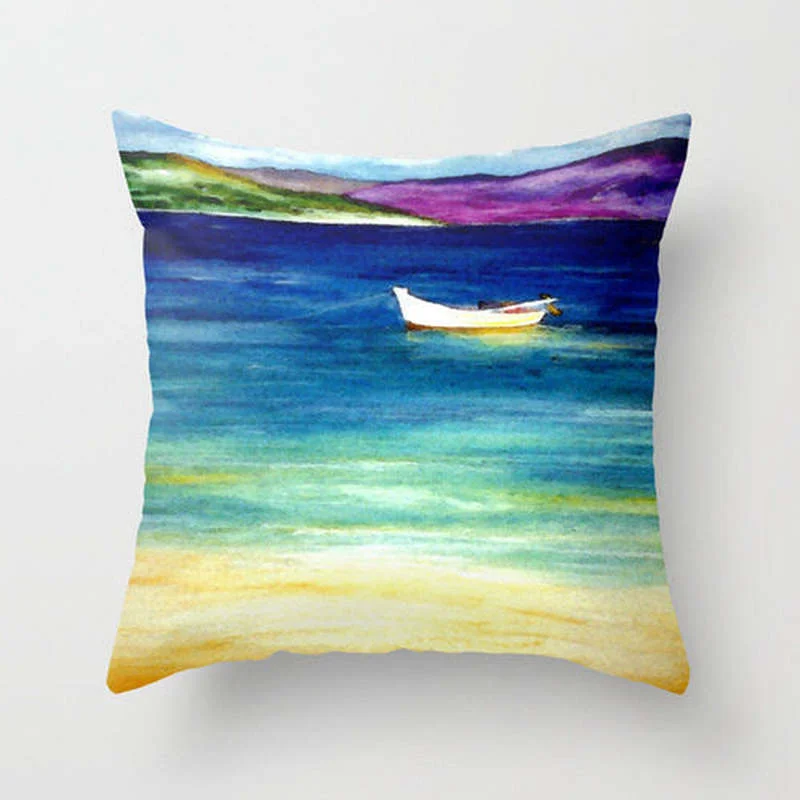 

Decorative Pillow Cover - Carribean Painting - Throw Pillow Cushion - Home Decor