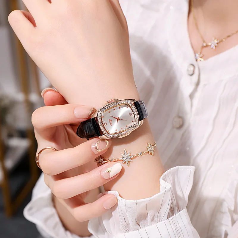 

Brand Luxury Fashion Bracelet Watch for Women Leather Band Quartz Wristwatch Waterproof Watches Ladies Black Clock Reloj Mujer