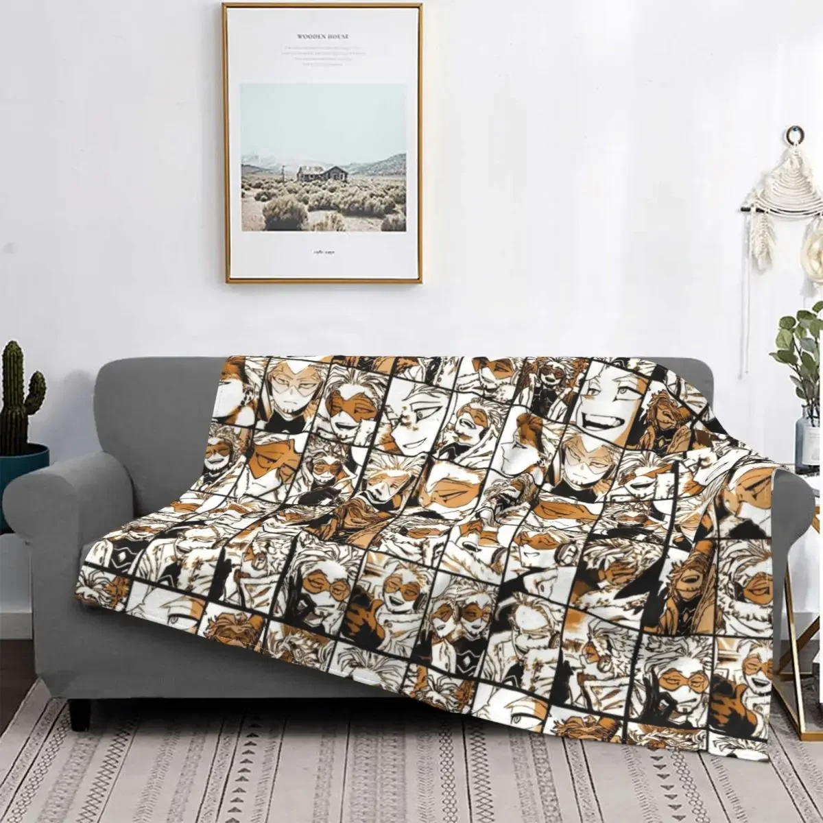 

My Hero Academia Plaid Manga Hawk Spring Manga Blanket Fleece Decoration Bakugo Throw Blankets for Bedding Couch Bedspread