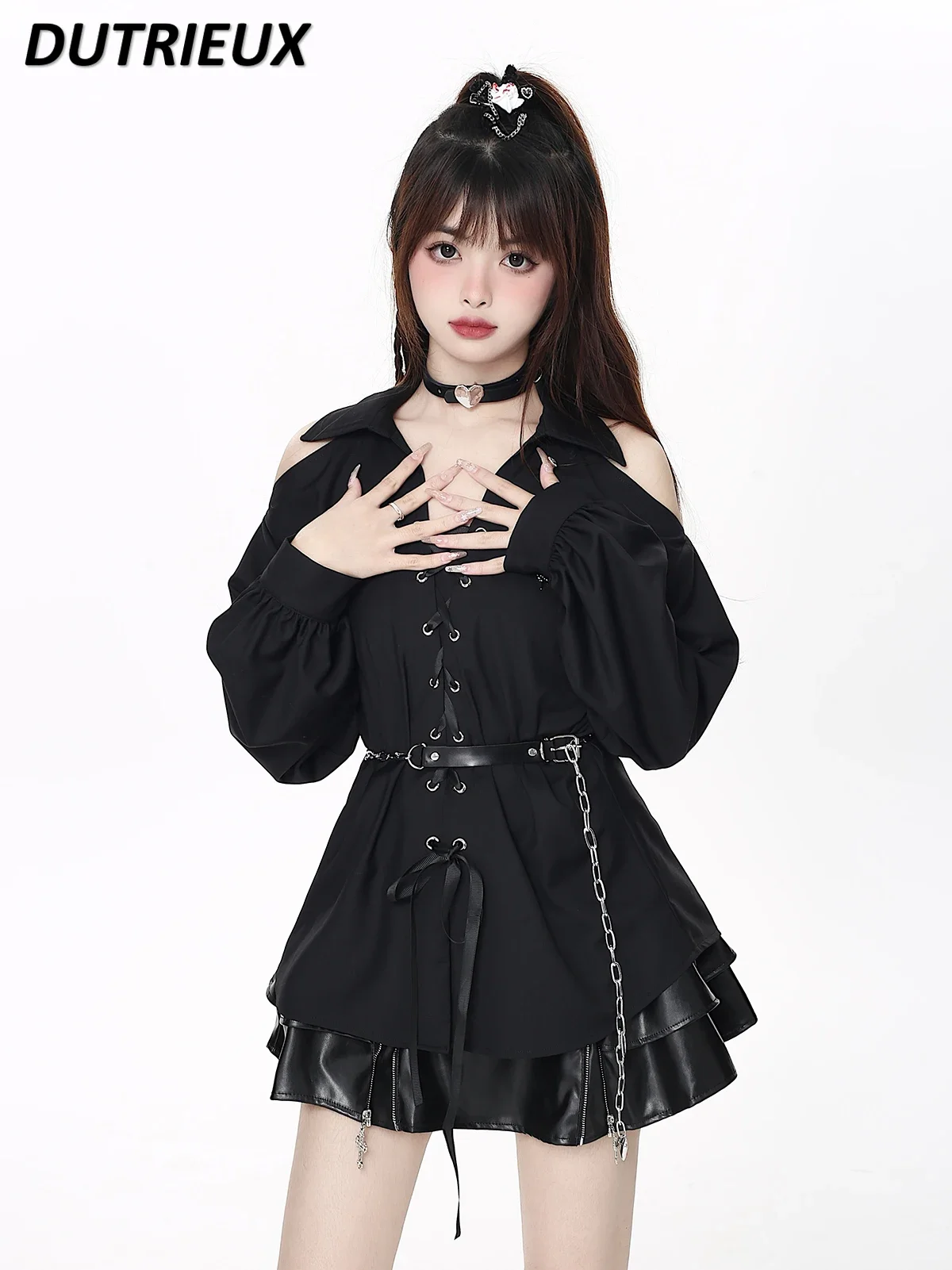 Японская оригинальная рубашка с открытыми плечами Pure Desire весенне-летняя