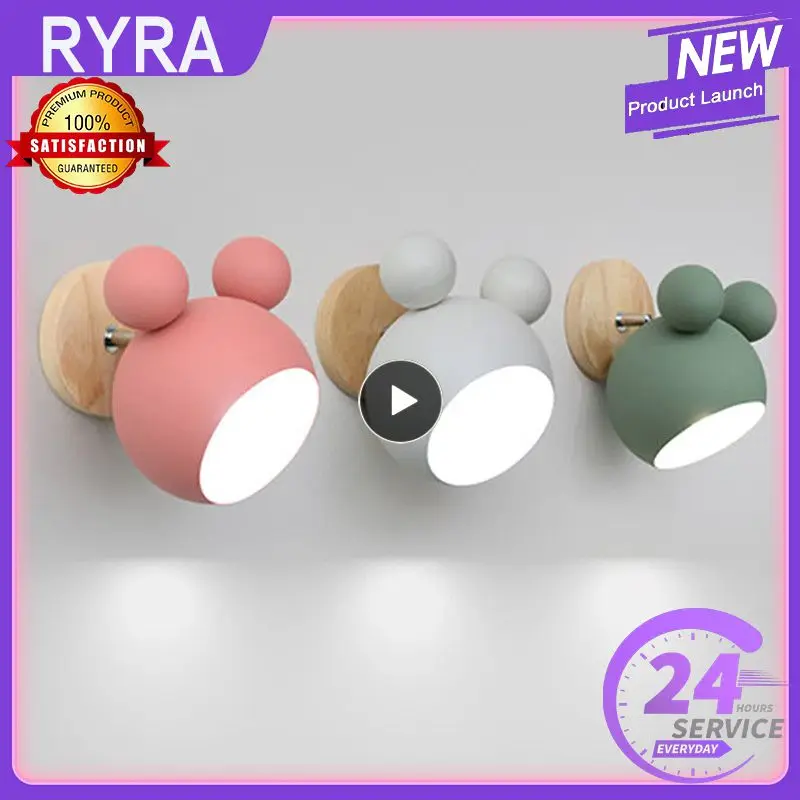

Oobest Bedroom Bedside Lamp Night Lights Bedroom Decor Light Macaron Simple And Cute Children's Room Wall Lamp