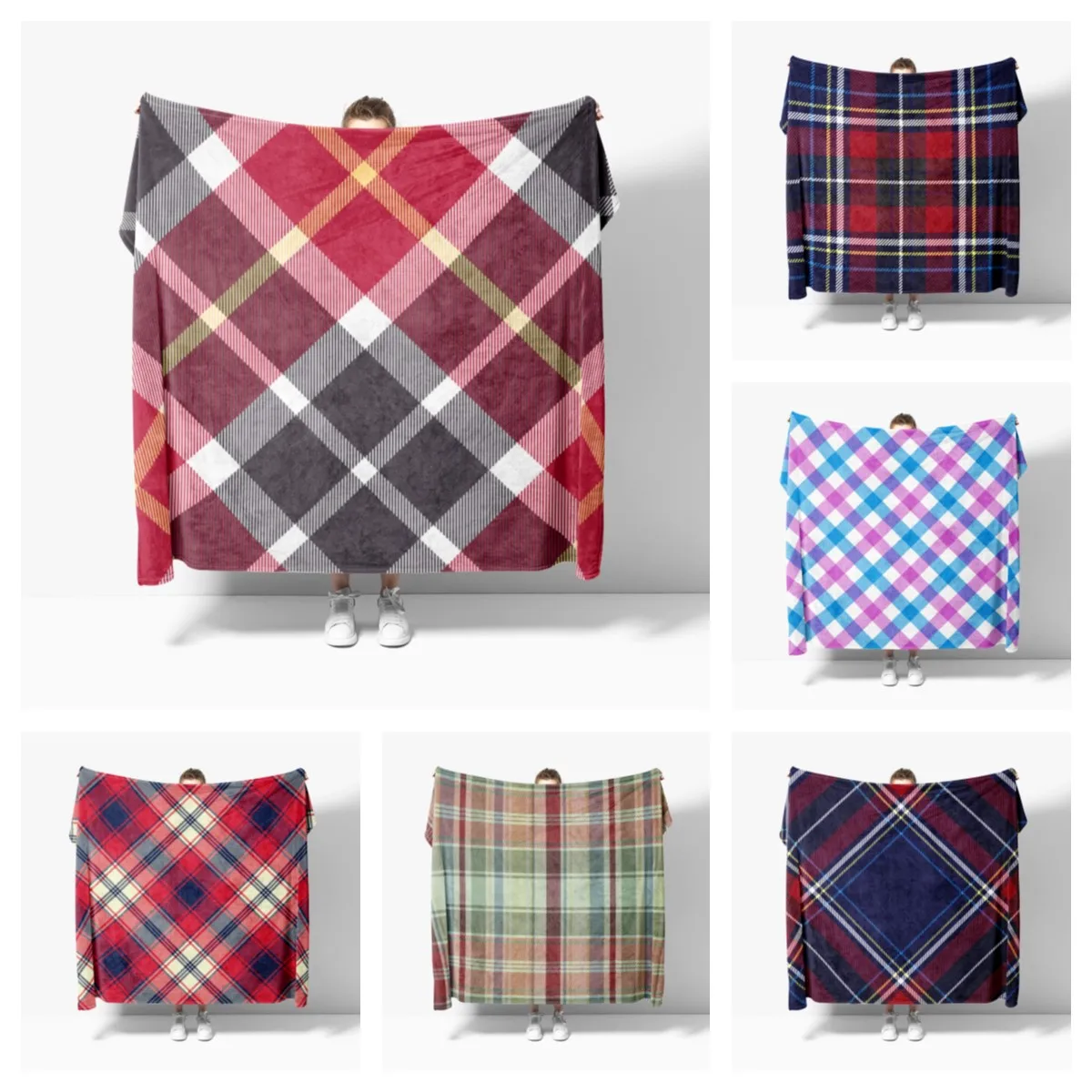 

Nordic Vintage Plaid Soft Sofa Blankets Bed Blankets Breathable Warm Bedding & Travel Blankets Customizable Flannel Blankets