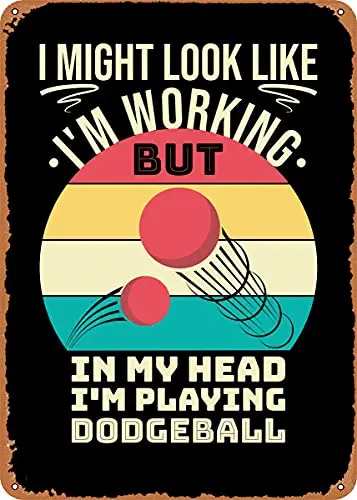 

Dodgeball Player Vintage Look Metal Sign Patent Art Prints Retro Gift 8x12 Inch
