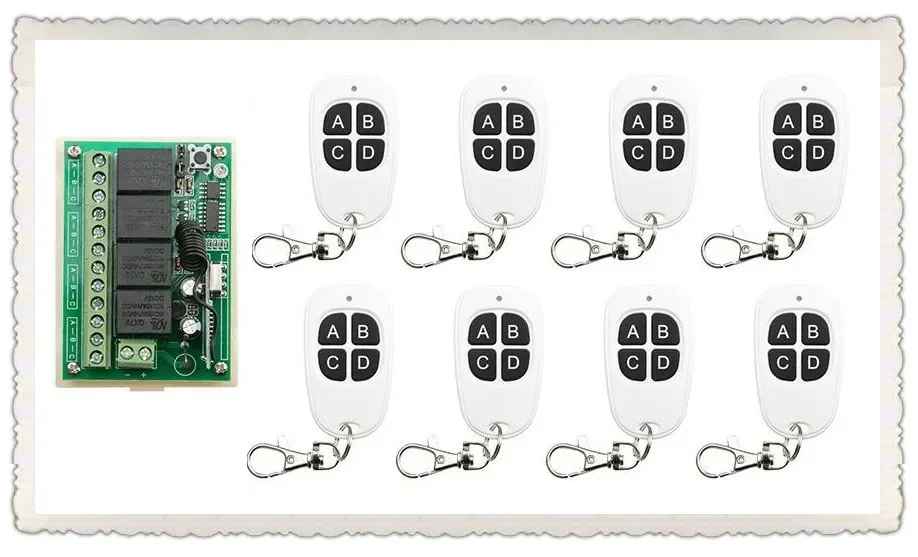

Беспроводной релейный приемник teleswitch 8 передатчик и 1 приемник, релейный переключатель для умного дома, 12 В постоянного тока, 4 канала, 10 А RF