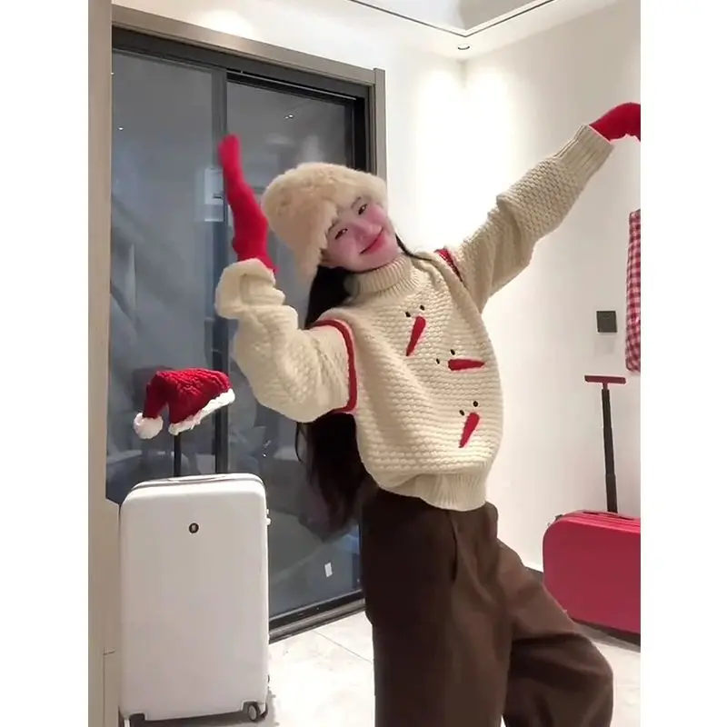 Korobov Рождественская водолазка пуловер осень-зима свитер женский нишевый