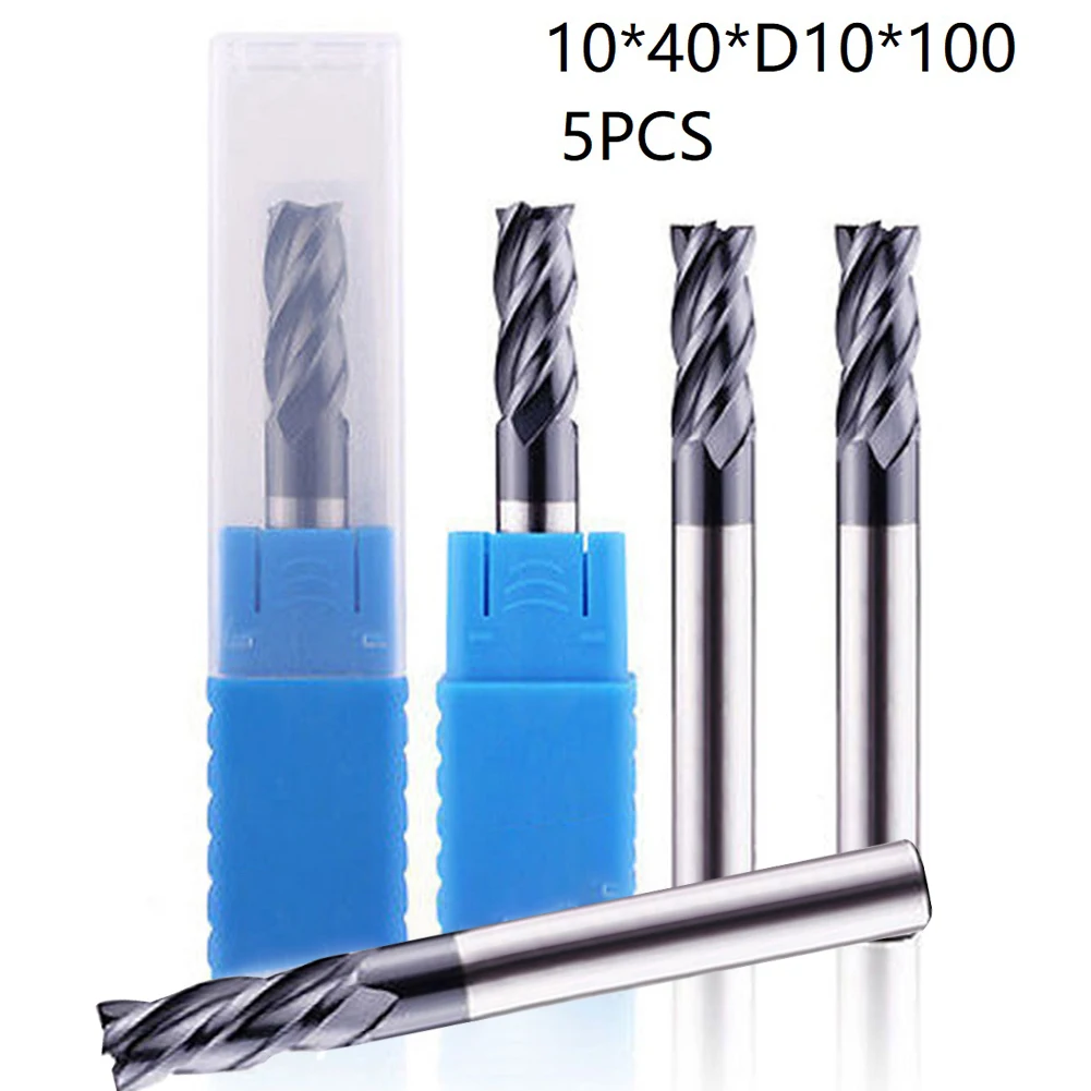 Accessories END MILL Flute Mill Solid TIALN X 1-3/5 2/5in 4in 5PCS BitEnd Mills Accessories Carbide Extensions