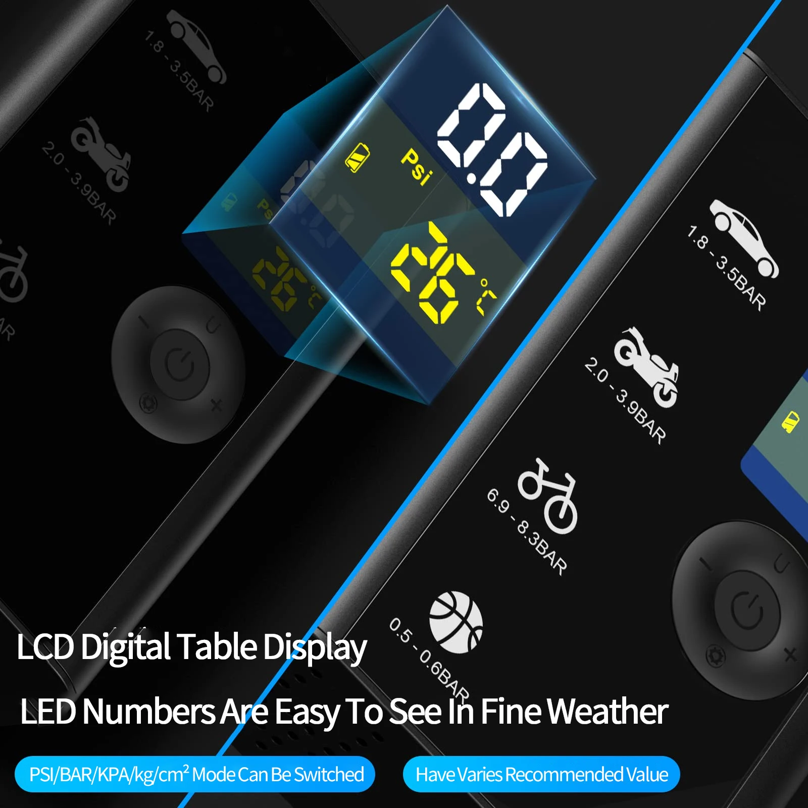 Автомобильный воздушный компрессор надувной насос электрический беспроводной