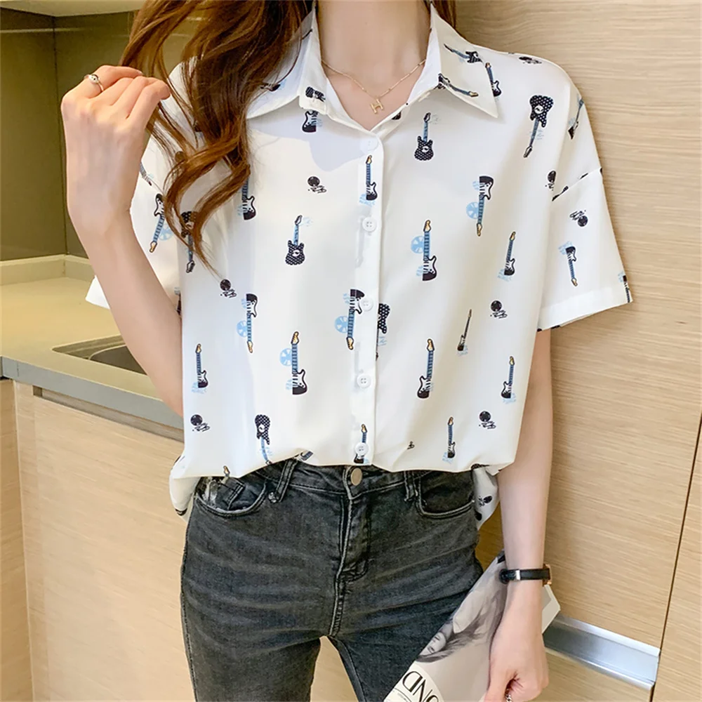 

Elegant Women's summer blouses new casual short sleeve printed woman tops women shirt blouse chemise femme blusas blusa feminina