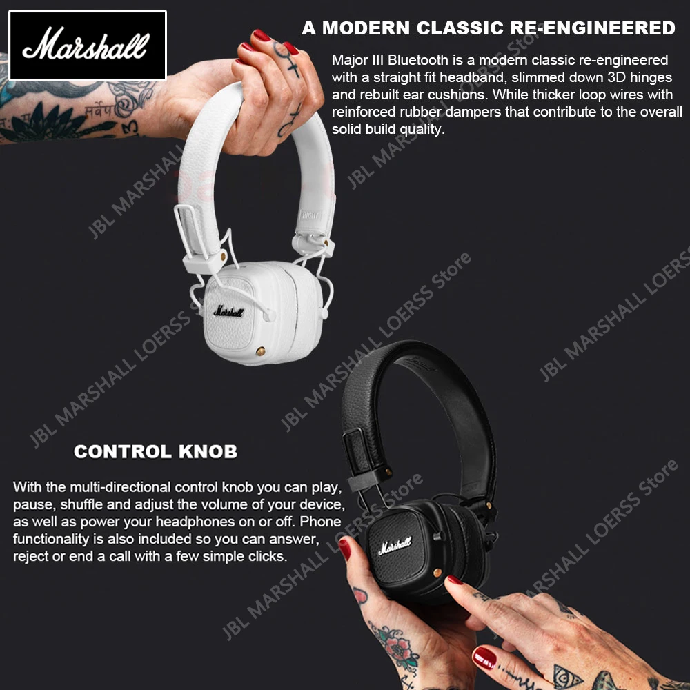 Беспроводные Bluetooth-наушники Marshall MAJOR III оригинальная Складная спортивная