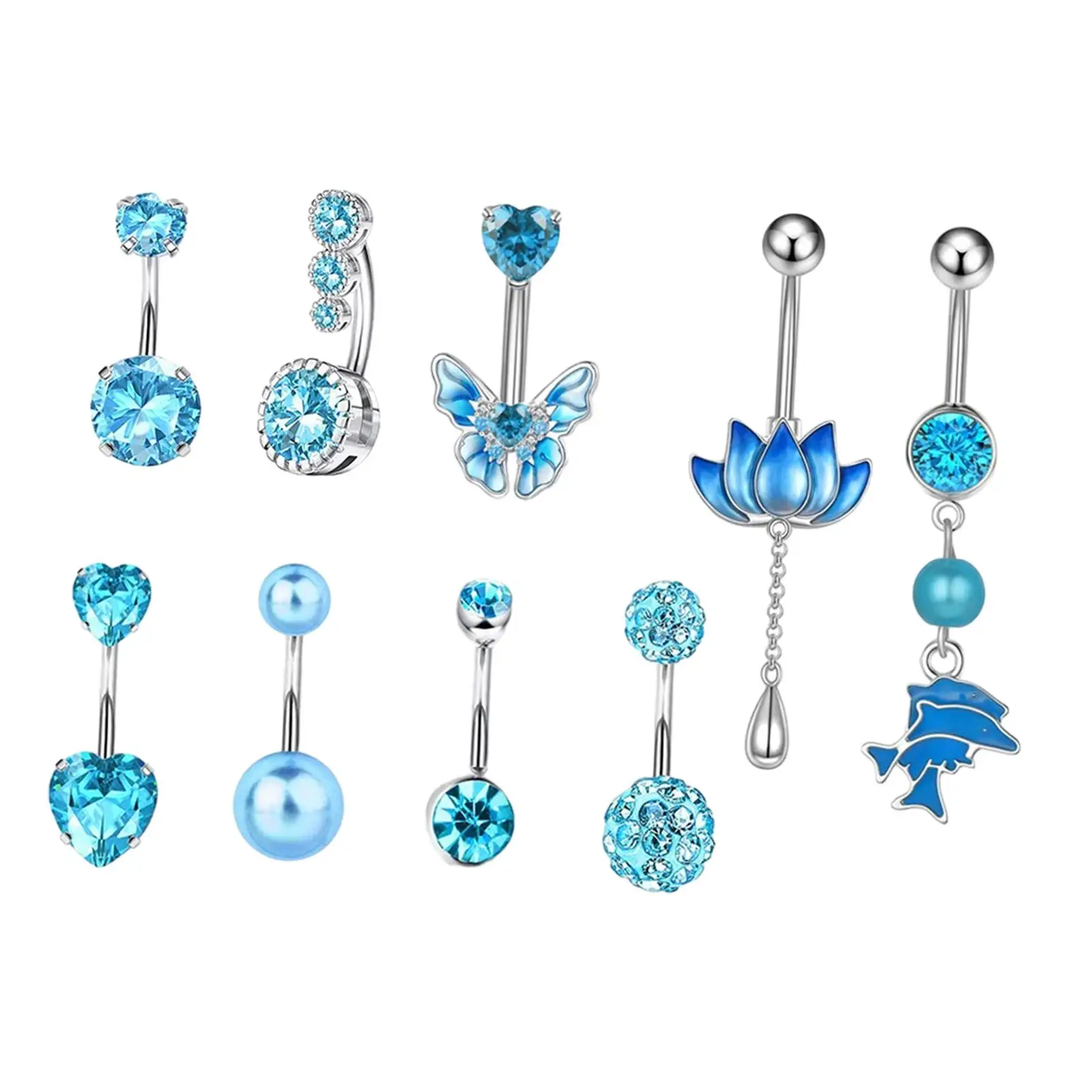 

19 шт., кольца для пупка, из нержавеющей стали