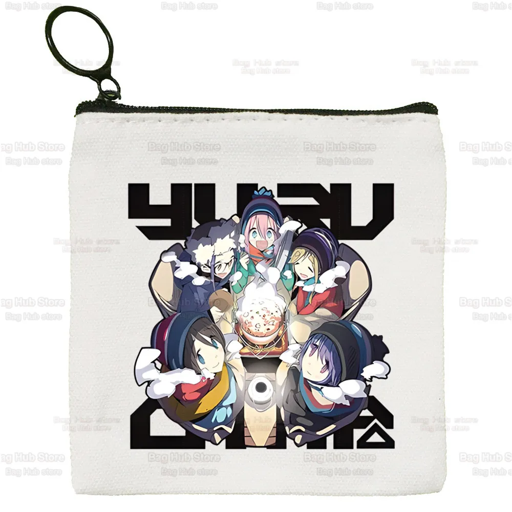 Yuru Camp Canvas Coin Purse Anime Canvas Bag Small Square Bag Nadeshiko Key Bag Storage Bag Card Bag Cartoon Coin Bag