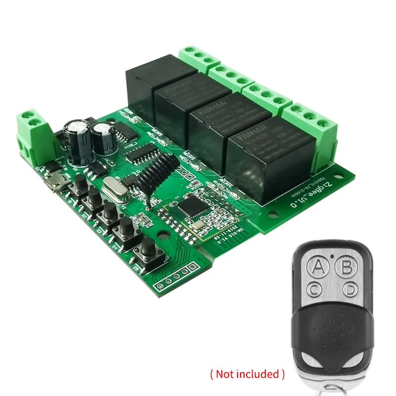 

Zigbee Smart Light Switch DIY Module 4CH DC 5/12/32V RF433 Receive 10A Relays Work for Alexa Google Home MQTT Protocol