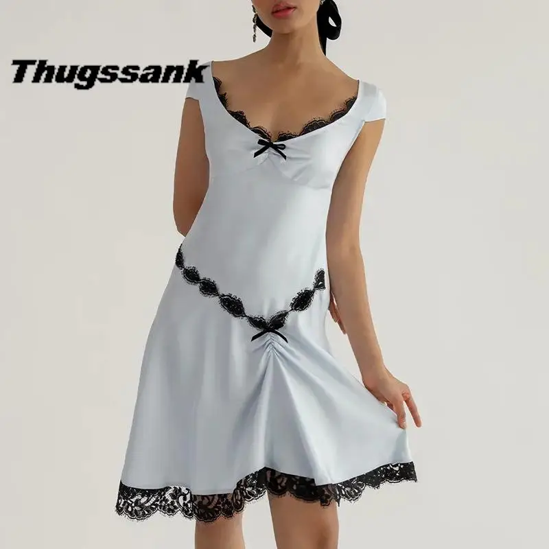 

Cross-Border Women's Clothing 2023 Spring/Summer New Patchwork Strap Dress Sexy Hot Girl Lace Slim Fit Skirt
