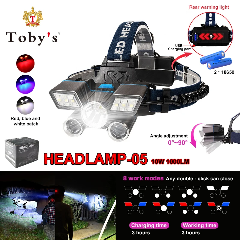 TOBYS Headlight 05 Portable headlight waterproof super bright long use time Suitable for outdoor work sports