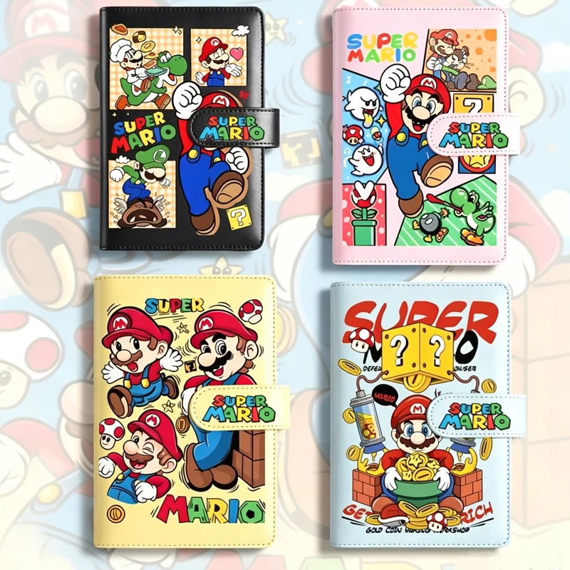 Фото Блокнот Kawaii Mario A5/A6 с магнитной застежкой, мягкая обложка, 6 отверстий, съемные листы, 80 листов в линейку, подарок для студентов №1