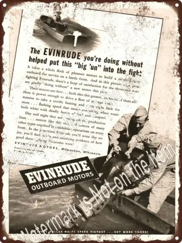 Коллекция 1943 года evinгруб подвесной мотор Φ Боевая лодка металлический знак 9x12