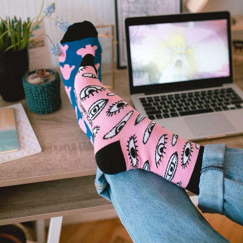 European American fashion socks Sports socks women socks men socks boy socks girl socks Cotton Unisex Socks Print Middle Tube