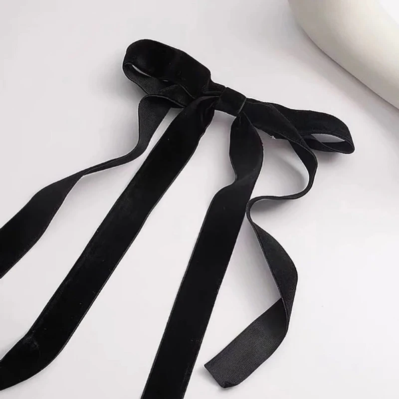 Элегантные черные заколки для волос с бантиком роскошные бантом украшения