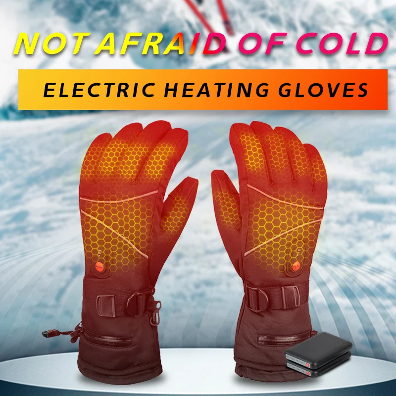 Heated Gloves Waterproof Touch Screen Rechargeable Battery Powered Electric Heated Hand Warmer For Skiing Adjustable Temperature