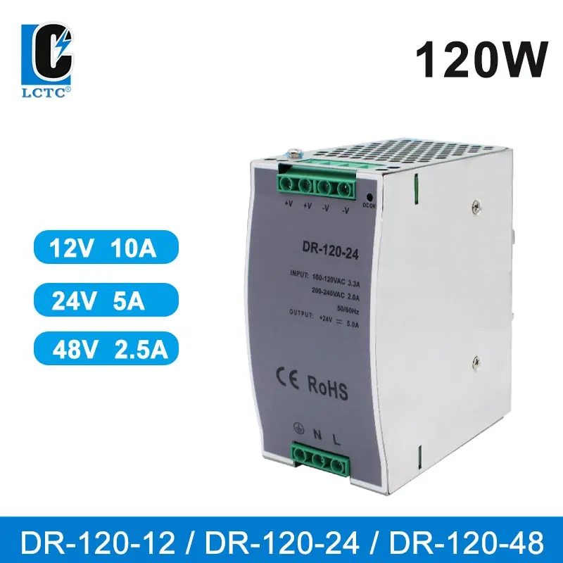 

Rail Type DC 120W Transformer DR Switching Power Supply 12V 10A 24V 5A 48V 2.5A Bancada Fonte